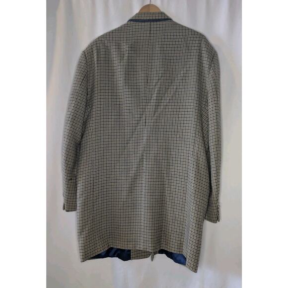 Raspinni uomo Houndstooth Plaid 6 Button 46L Wool Blazer Brown/Blue - Picture 11 of 15